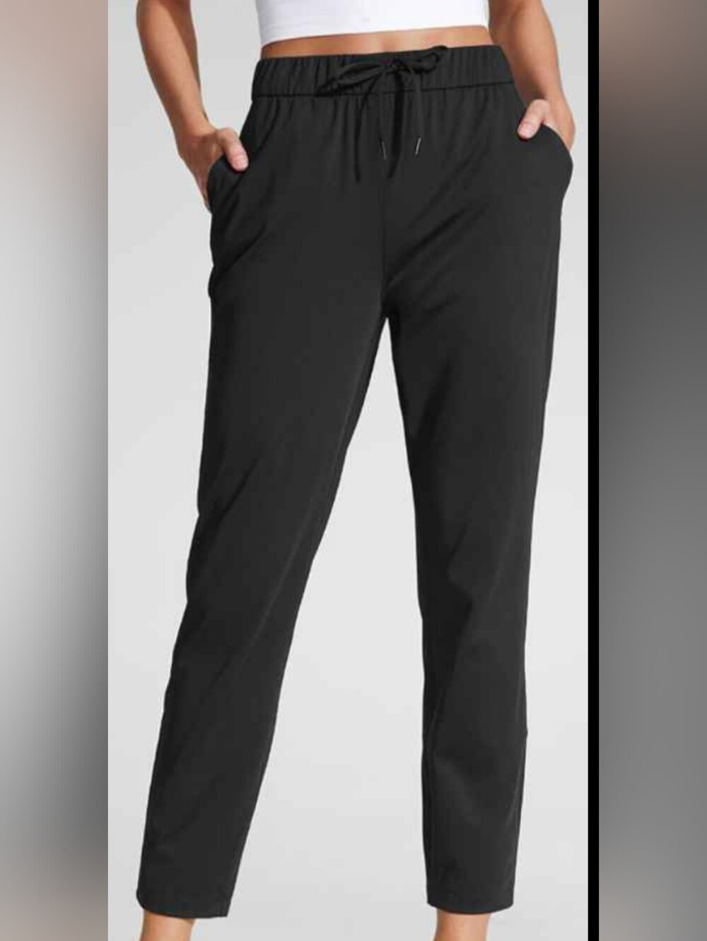 CRZ YOGA Black Elastic Drawstring Jogger Pants